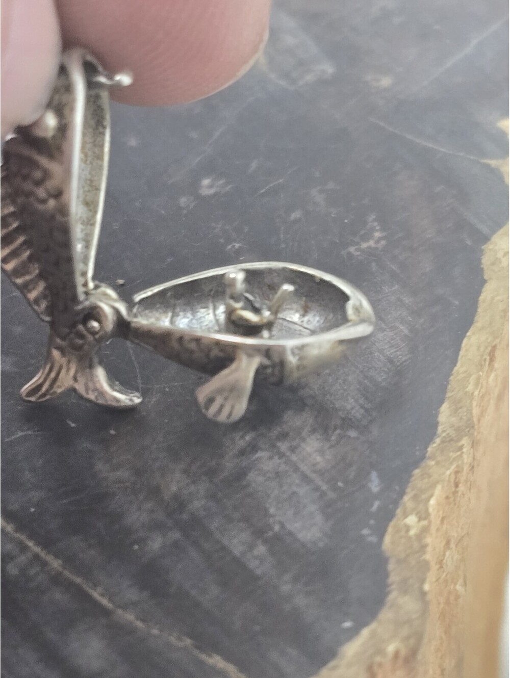 Vintage Sterling Jonah Fish Opening Mouth Charm Figure - Picture 3 of 7